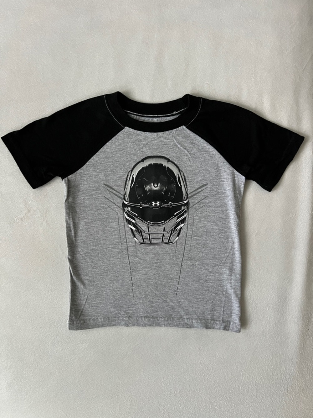 Under Armour Grey and Black Raglan Tee with Lacrosse Helmet Graphic